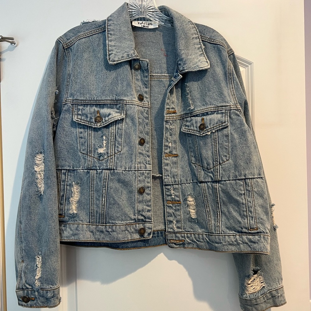 Falling Love denim ripped jacket